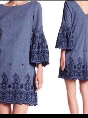 Eliza J Blue Long Sleeve Dress